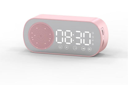 FM Speaker LED Display Portable Alarm Clock Home Decor Bluetooth Digital Radio - Pink V1263-JX-6725-1