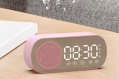 FM Speaker LED Display Portable Alarm Clock Home Decor Bluetooth Digital Radio - Pink V1263-JX-6725-1