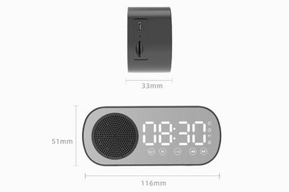 FM Speaker LED Display Portable Alarm Clock Home Decor Bluetooth Digital Radio - Black V1263-JX-6725-2