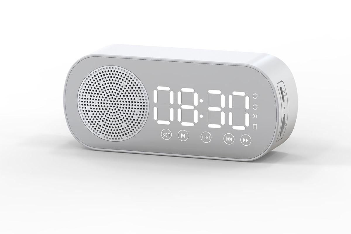 FM Speaker LED Display Portable Alarm Clock Home Decor Bluetooth Digital Radio - Black V1263-JX-6725-2