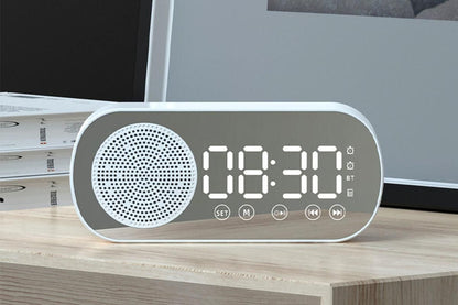 FM Speaker LED Display Portable Alarm Clock Home Decor Bluetooth Digital Radio - White V1263-JX-6725-3