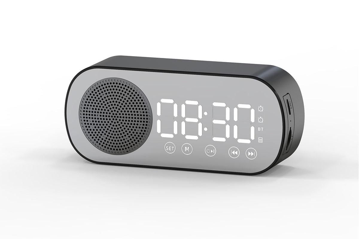 FM Speaker LED Display Portable Alarm Clock Home Decor Bluetooth Digital Radio - White V1263-JX-6725-3