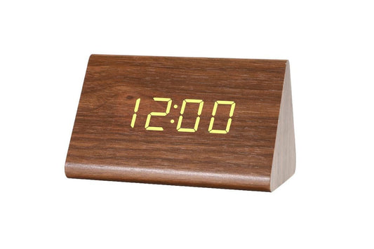Wooden Digital Alarm Clocks for Bedrooms Electric Desk Clock with Large Numbers - Brown V1263-JX-6727-2