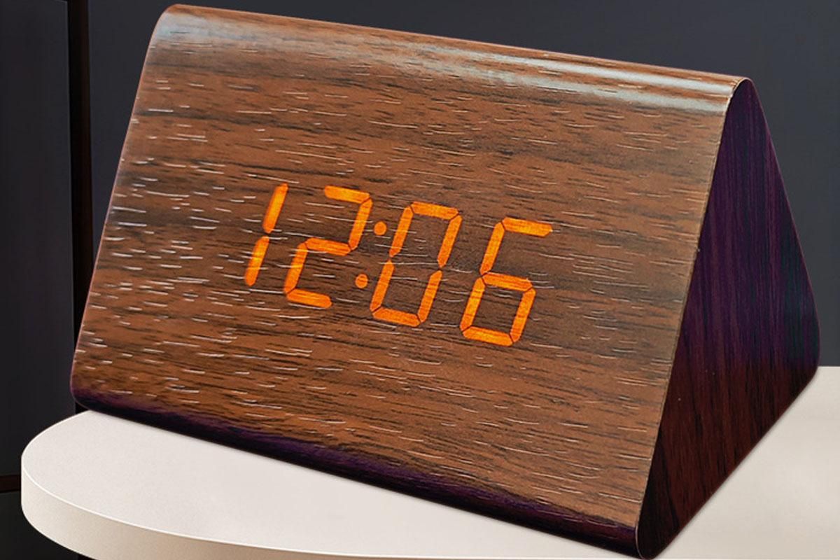 Wooden Digital Alarm Clocks for Bedrooms Electric Desk Clock with Large Numbers - Brown V1263-JX-6727-2