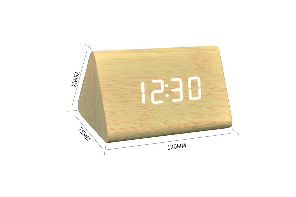 Wooden Digital Alarm Clocks for Bedrooms Electric Desk Clock with Large Numbers - Brown V1263-JX-6727-2