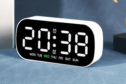 Electric Digital Alarm Clock LED Display Battery Backup Snooze Dual Alarm Clock - White V1263-JX-6728-1