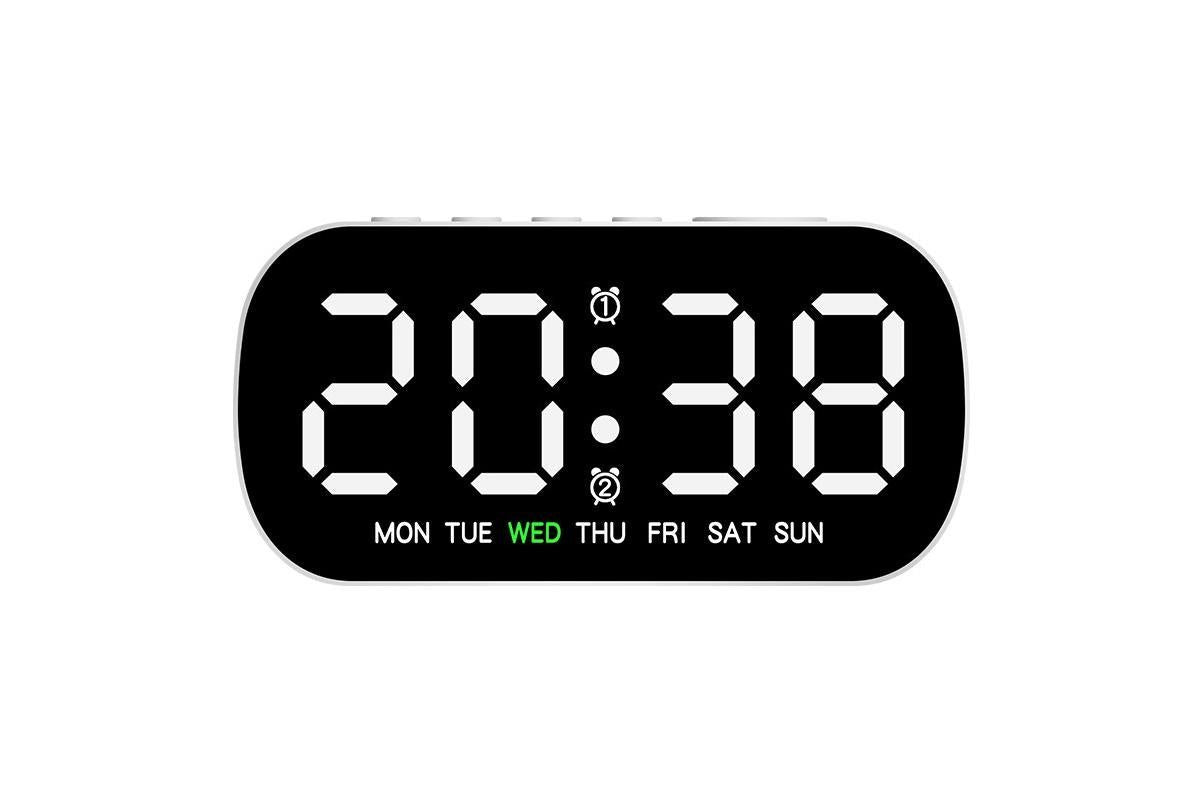 Electric Digital Alarm Clock LED Display Battery Backup Snooze Dual Alarm Clock - Blue V1263-JX-6728-2
