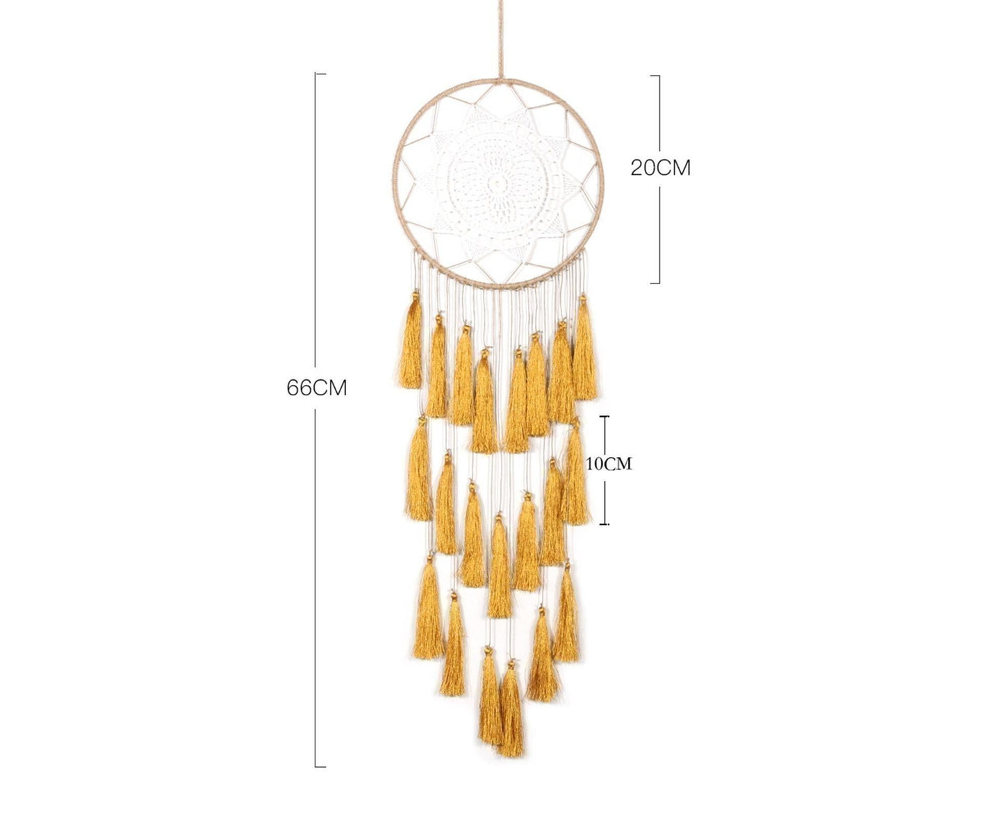 Round Handmade Wall Hanging Wind Chime Dream Catcher with Tassel Home Decor-Pink V1263-JX-673