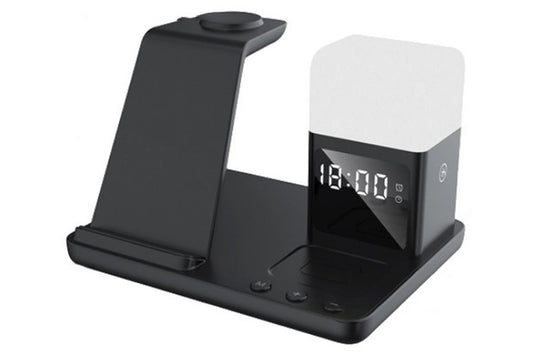 6 in 1 Charging Station with Alarm Clock Wireless Charger with Night Light for Smartphone/Watch/Earbuds Fast V1263-JX-6730