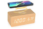 Digital Alarm Clock Wooden Table Desk Bedside LED Clock with Wireless Charger -Light Wood V1263-JX-6732-1