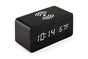 Digital Alarm Clock Wooden Table Desk Bedside LED Clock with Wireless Charger -Black V1263-JX-6732-2