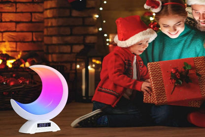 Touch Bedside Table Lamp with Time Alarm Clock RGB Adjustable LED Moon Light with Bluetooth Music Mode V1263-JX-6733