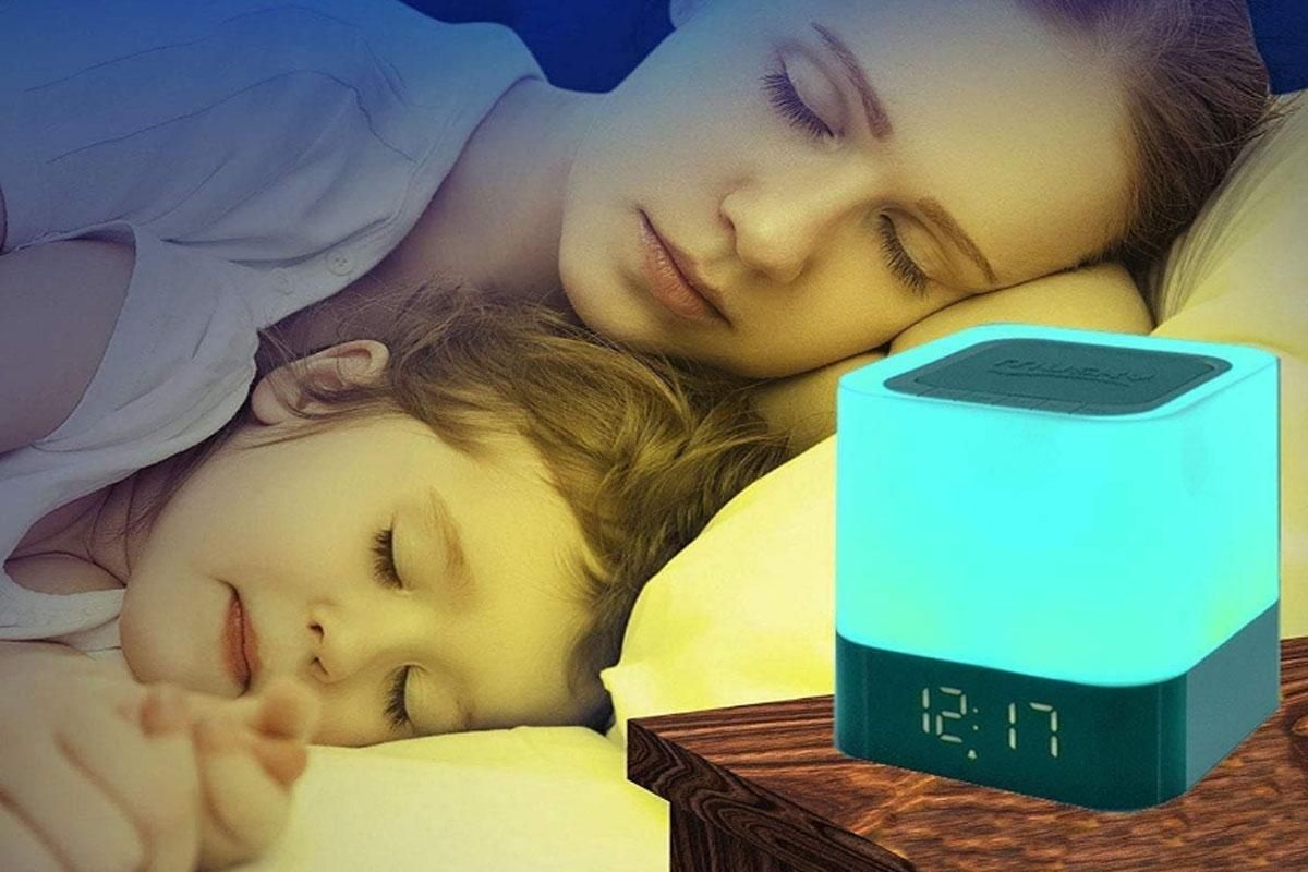 Night Lights Bluetooth Speaker Alarm Clock Bluetooth Speaker Touch Sensor Bedside Lamp Dimmable Multi-Color V1263-JX-6734