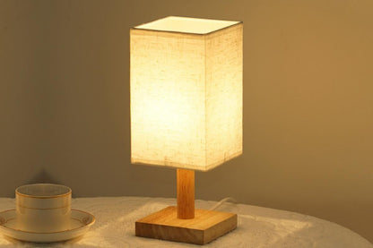 Bedside Table Lamp for Bedroom Minimalist Nightstand Lamp with Square Fabric Shade Reading Desk Lamp Night V1263-JX-6736