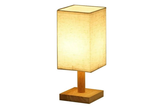 Bedside Table Lamp for Bedroom Minimalist Nightstand Lamp with Square Fabric Shade Reading Desk Lamp Night V1263-JX-6736
