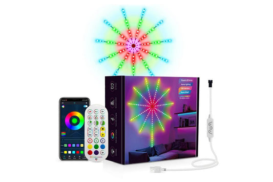 One App Control Launch Burst Effect Color Changing USB Smart Firework Led Strip Lights with Remote for V1263-JX-6738-1