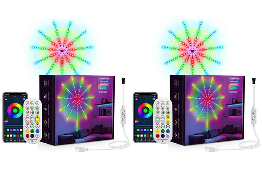 Two App Control Launch Burst Effect Color Changing USB Smart Firework Led Strip Lights with Remote for V1263-JX-6738-2
