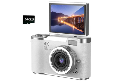 HD 1080P Flip Screen Retro Digital Camera 2.4-inch Display with 64GB TF Card - Black V1263-JX-6746-1