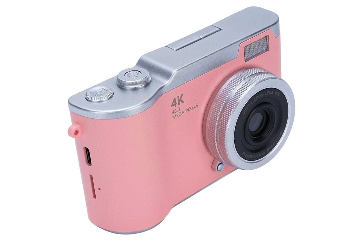 HD 1080P Flip Screen Retro Digital Camera 2.4-inch Display with 64GB TF Card - Pink V1263-JX-6746-2