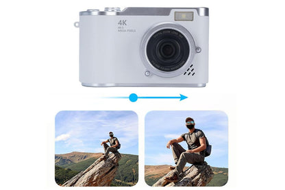 HD 1080P Flip Screen Retro Digital Camera 2.4-inch Display with 64GB TF Card - White V1263-JX-6746-3