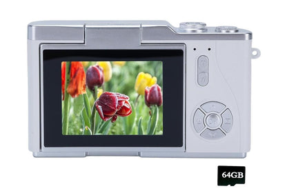 HD 1080P Flip Screen Retro Digital Camera 2.4-inch Display with 64GB TF Card - White V1263-JX-6746-3