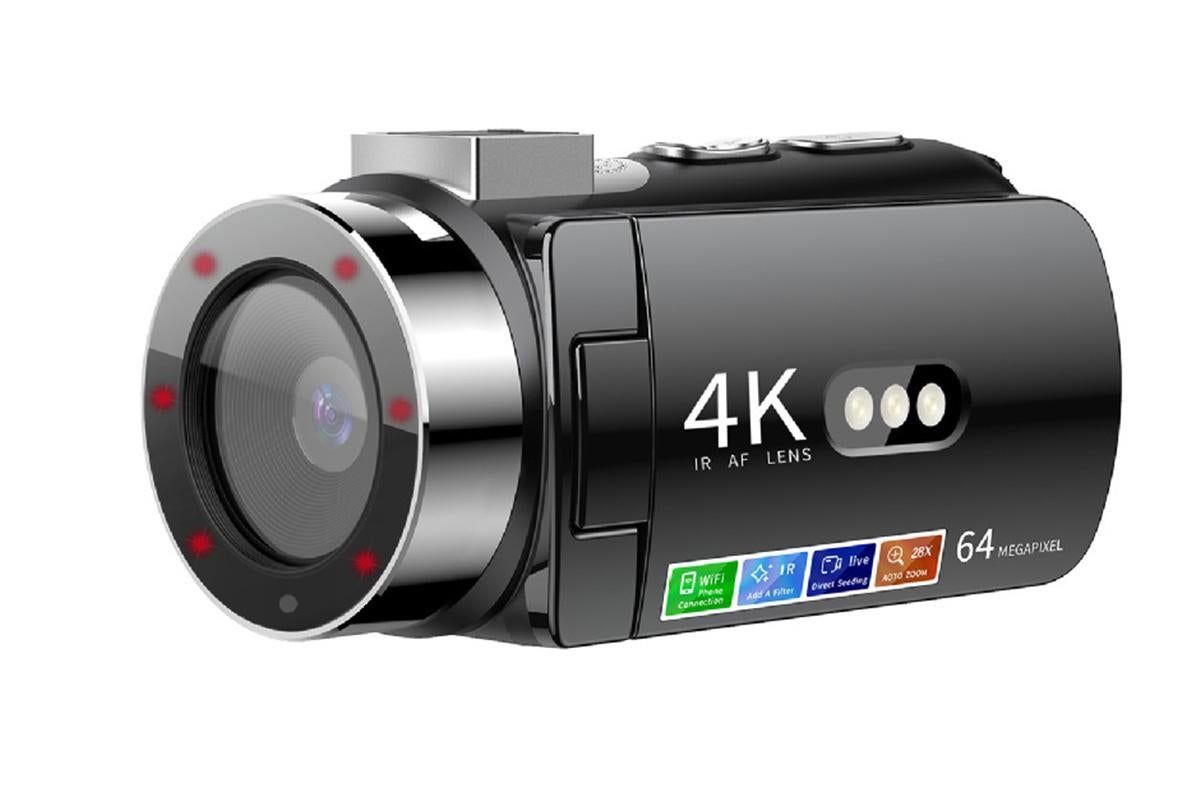 4K Video Camera Camcorder 64MP Vlogging Camera With 28X Digital Zoom for YouTube - Black Pro Version V1263-JX-6747-2