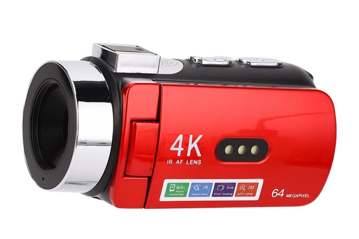 4K Video Camera Camcorder 64MP Vlogging Camera With 28X Digital Zoom for YouTube - Red Pro Version V1263-JX-6747-3