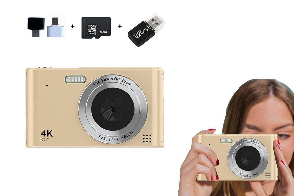 4K HD Digital Camera for Photography and Video Vlogging Camera Camera with 32G Memory Card 16X Digital Zoom V1263-JX-6748-2