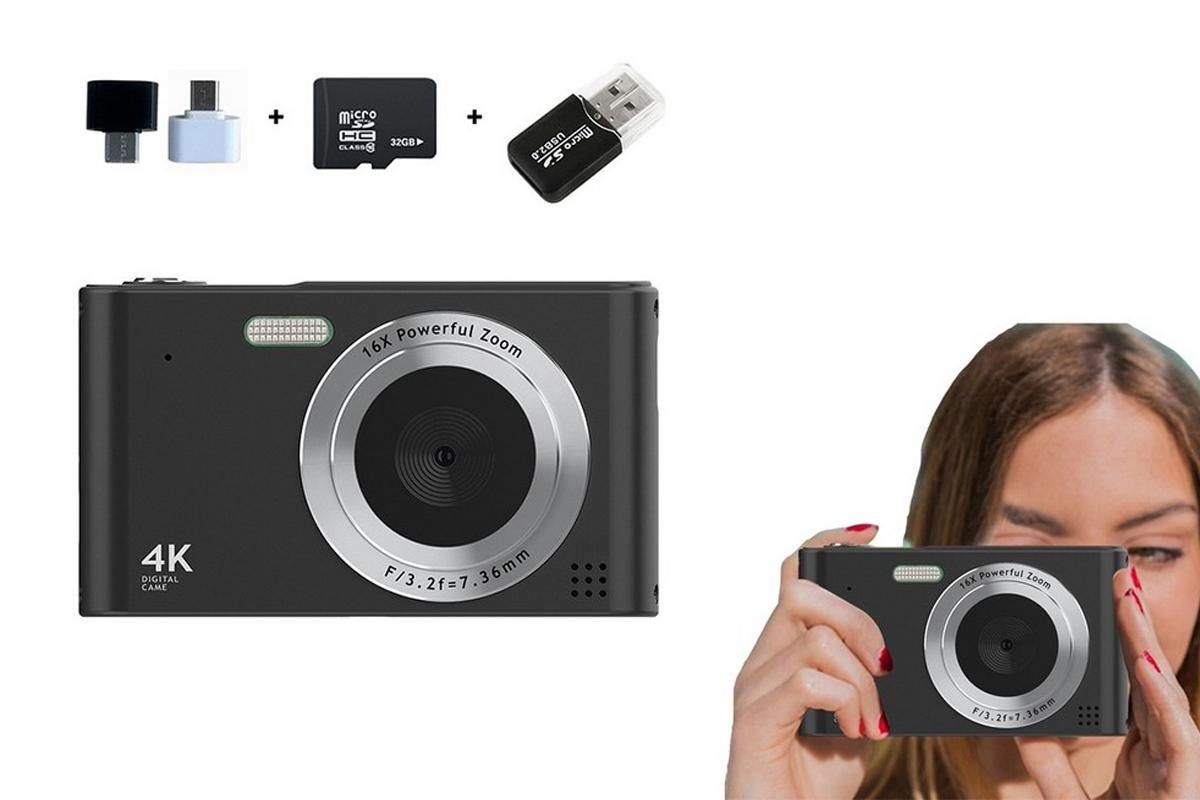 4K HD Digital Camera for Photography and Video Vlogging Camera Camera with 32G Memory Card 16X Digital Zoom V1263-JX-6748-2