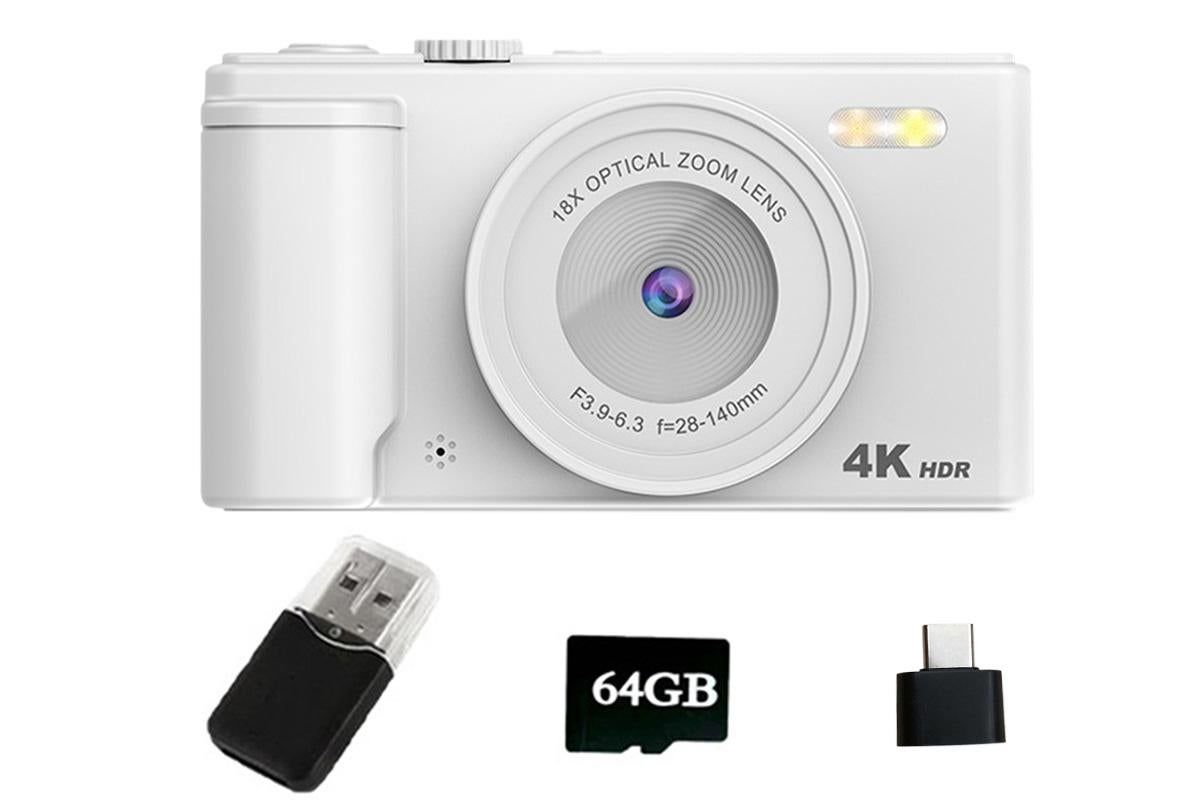 4K Digital Camera Flip Screen Autofocus for Vlogging and Photography Beginners - White V1263-JX-6749-2