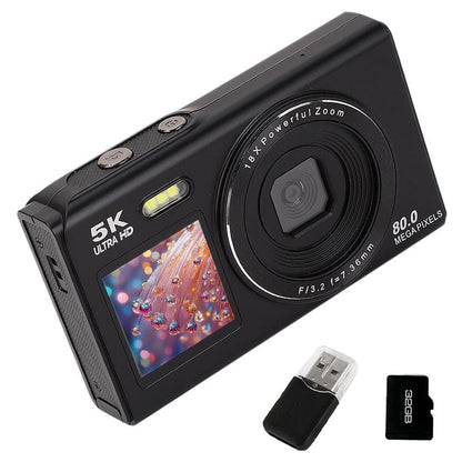 5K HD Dual Screen Digital Camera Point and Shoot Selfie Camera with LED Fill Light - Pink V1263-JX-6753-2