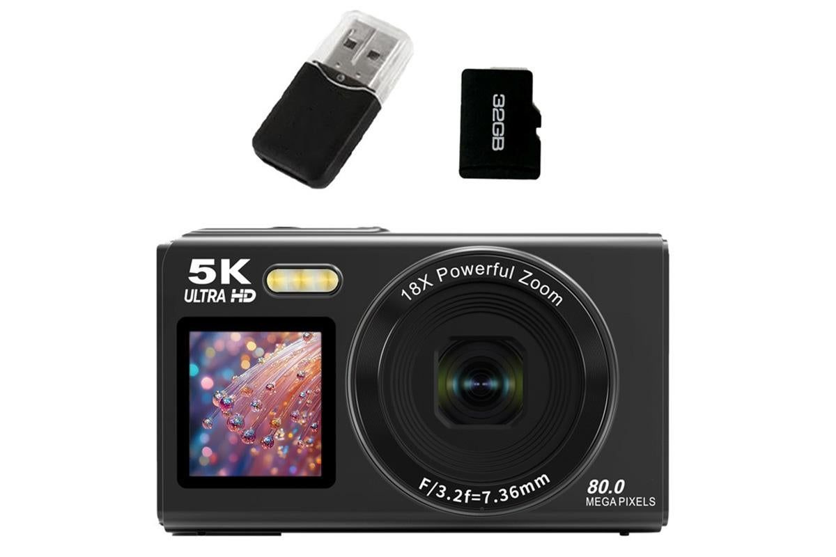 5K HD Dual Screen Digital Camera Point and Shoot Selfie Camera with LED Fill Light - Pink V1263-JX-6753-2
