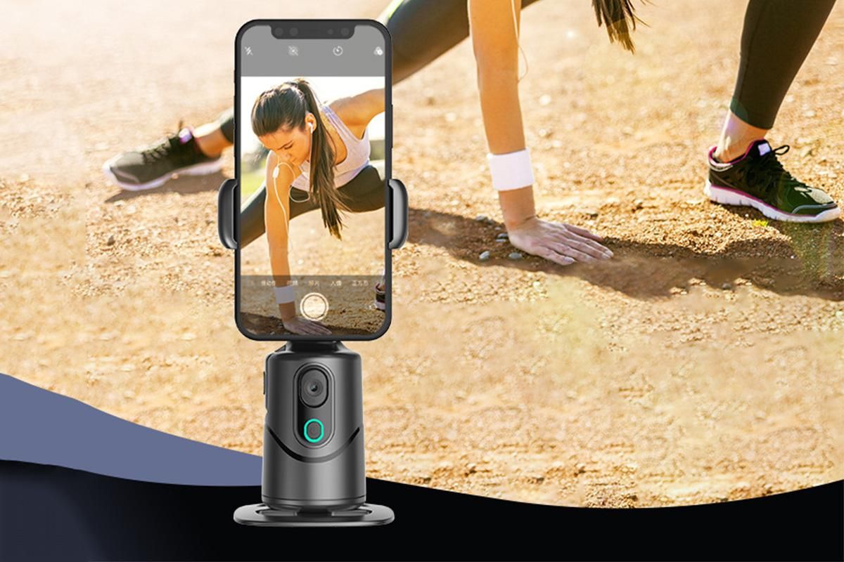 Auto Face Tracking Tripod 360 degrees Rotating Auto Tracking Phone Stand with Remote Gesture Control for V1263-JX-6754