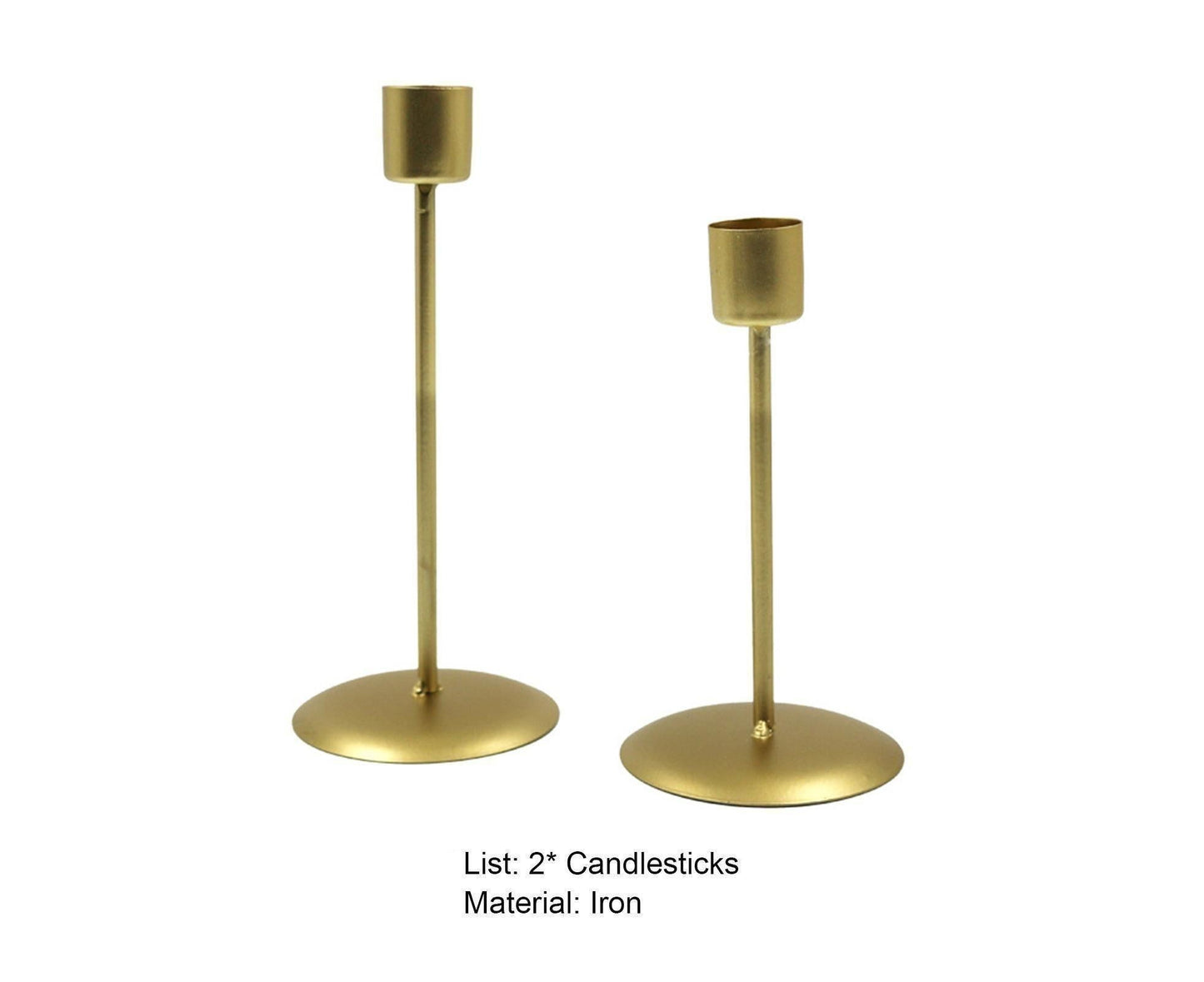 2Pcs Candlestick Exquisite Decorative Simple Nordic Style Candlelight Stand Home Decor -Golden V1263-JX-676
