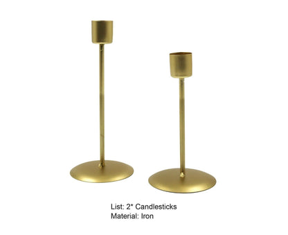 2Pcs Candlestick Exquisite Decorative Simple Nordic Style Candlelight Stand Home Decor -Golden V1263-JX-676