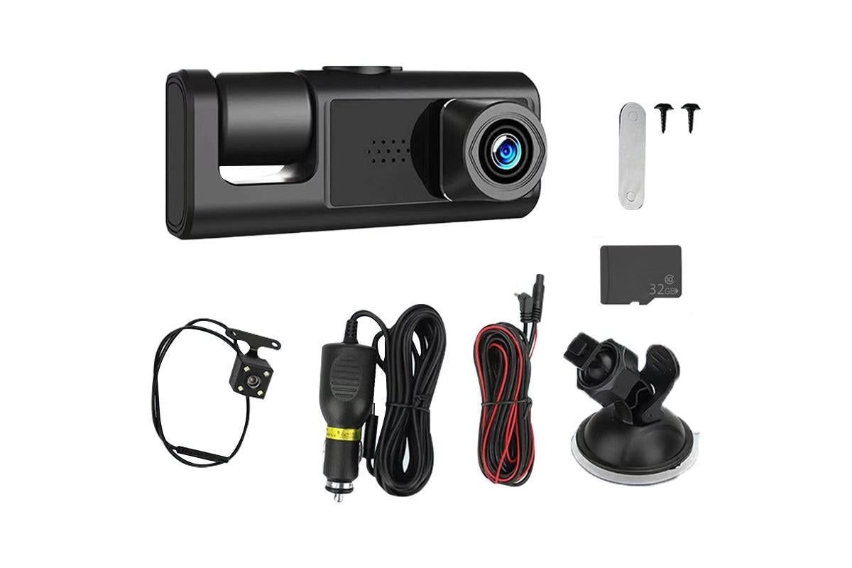 3 Channel Dash Cam Front and Rear Inside with 32GB SD Card 1080P Dash Camera Full HD 170 Degree Wide Angle V1263-JX-6763