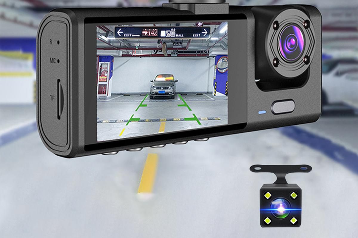 3 Channel Dash Cam Front and Rear Inside with 32GB SD Card 1080P Dash Camera Full HD 170 Degree Wide Angle V1263-JX-6763