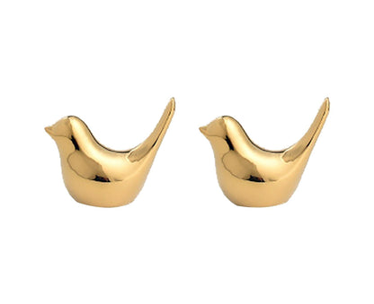 2Pcs Display Mold Wear-resistant Bird Pattern Ceramic Little Bird Statue Ornament for Bookshelf- S V1263-JX-677