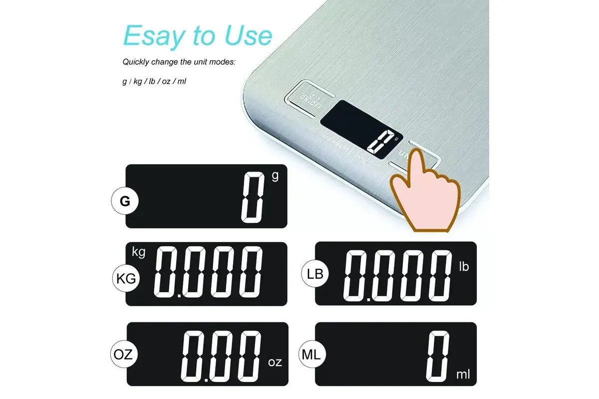 5KG Stainless Steel Digital Electronic Kitchen Scale Postal Scales 1g LCD Backlight Weight Black V1263-JX-6789