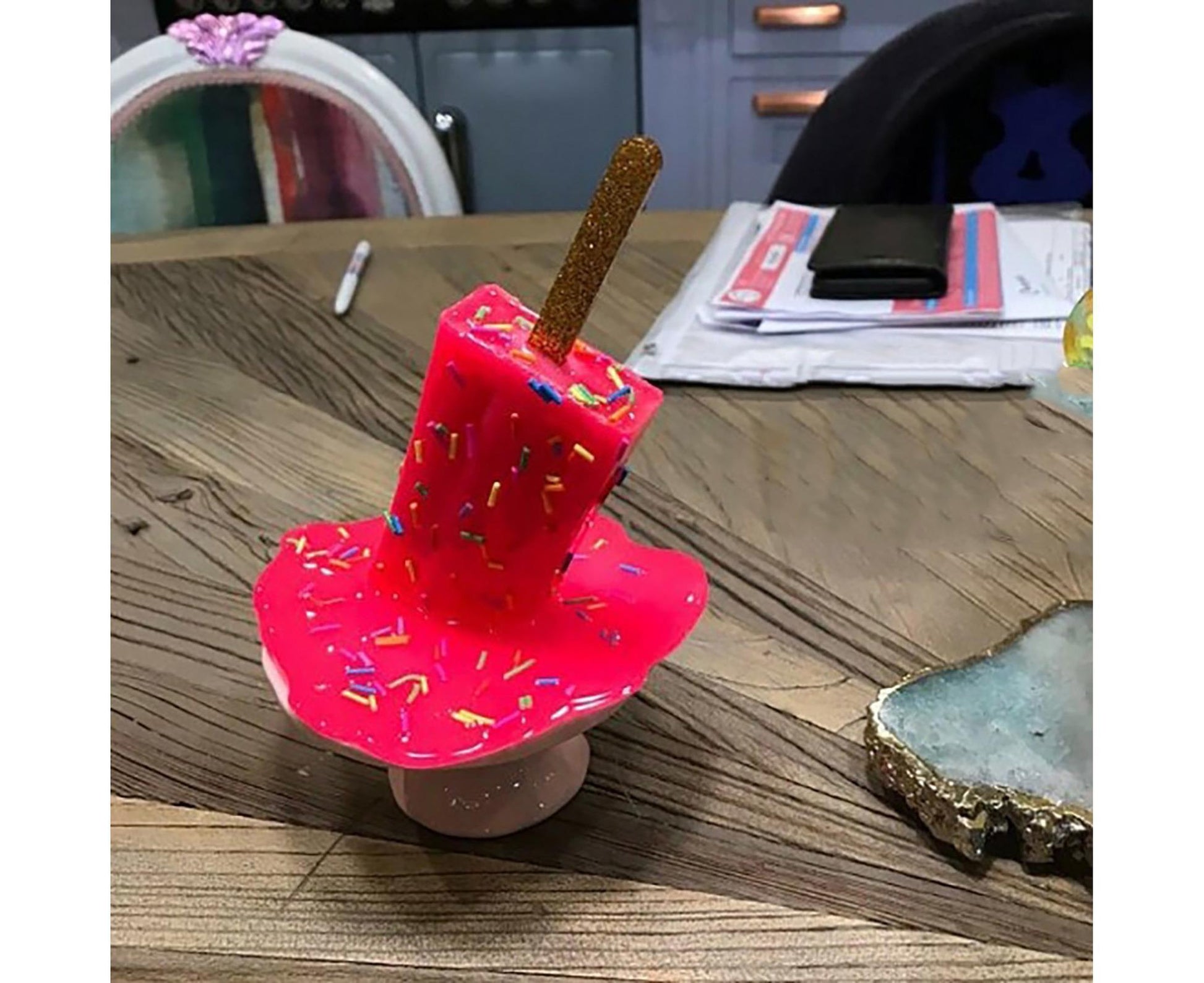 Resin Ornament Artificial Home Decoration DIY Melting Ice Cream Sculpture Art Craft for Table-Red V1263-JX-679