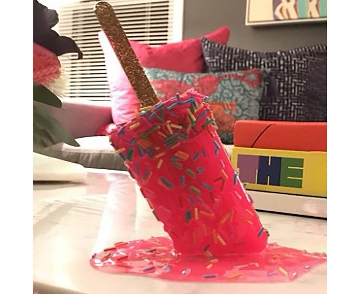 Resin Ornament Artificial Home Decoration DIY Melting Ice Cream Sculpture Art Craft for Table-Red V1263-JX-679