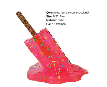 Resin Ornament Artificial Home Decoration DIY Melting Ice Cream Sculpture Art Craft for Table-Red V1263-JX-679