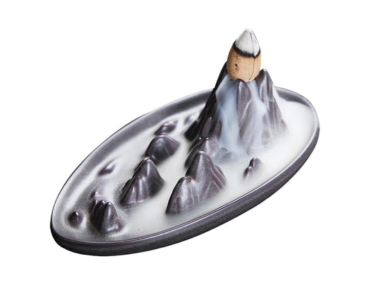 Teahouse Waterfall Lotus Backflow Incense Burner Ceramic Censer Home Decoration- C V1263-JX-680