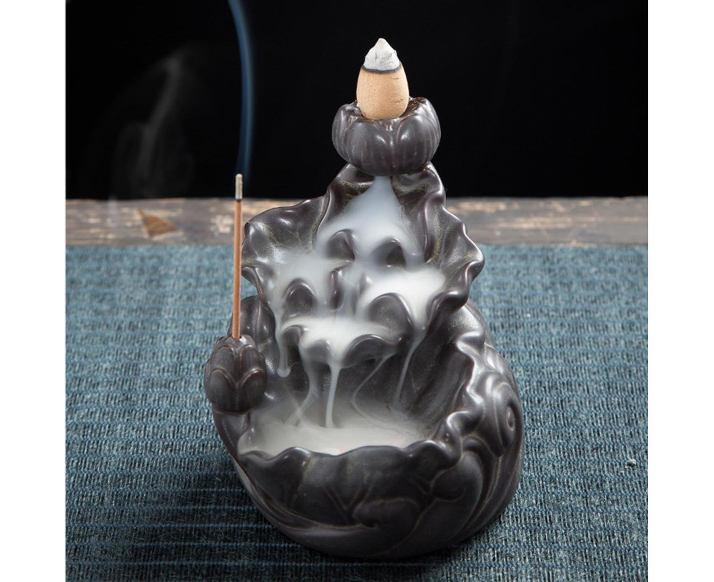 Teahouse Waterfall Lotus Backflow Incense Burner Ceramic Censer Home Decoration- C V1263-JX-680
