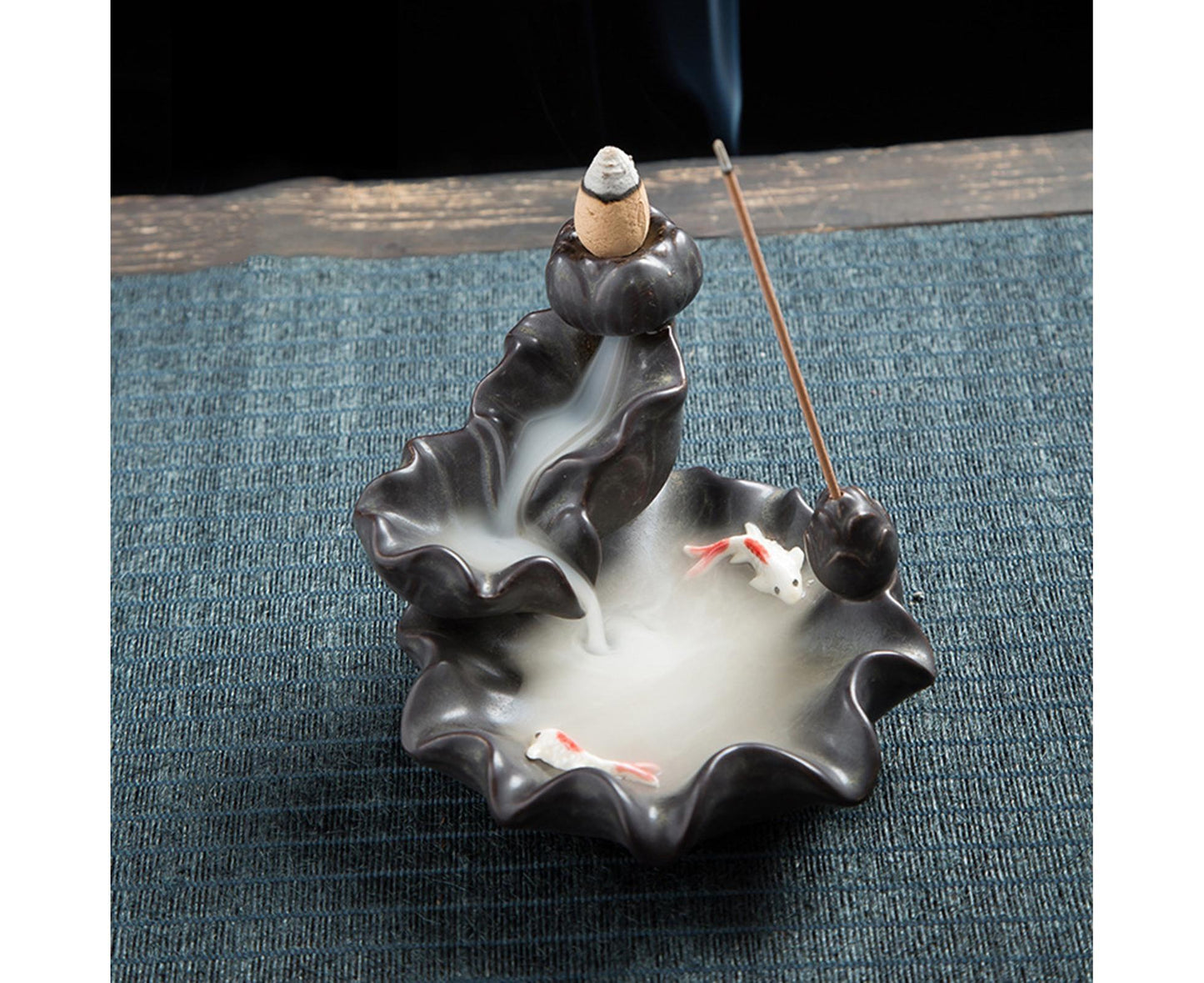 Teahouse Waterfall Lotus Backflow Incense Burner Ceramic Censer Home Decoration- C V1263-JX-680