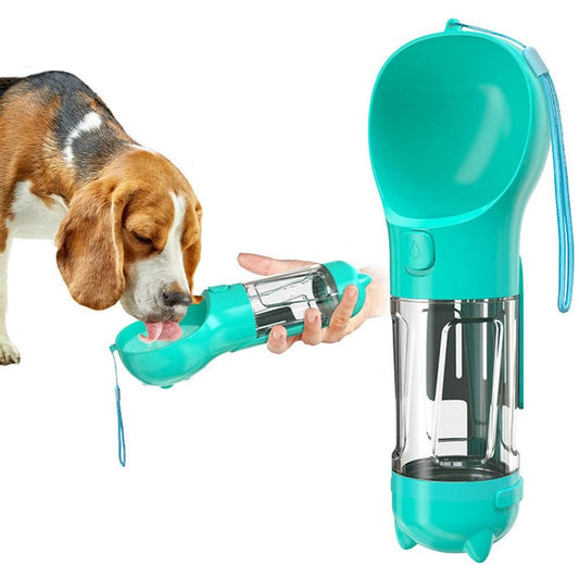 4 in 1 Pet Feeder Dog Cat Puppy Water Bottle Cup Travel Pooper Scooper Outdoor Blue 300ml V1263-JX-6800