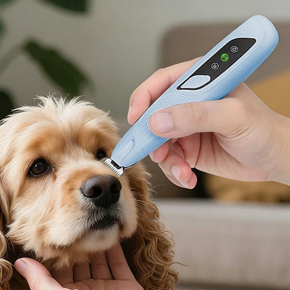 Pet Hair Trimmer Electric Clipper Rechargeable with LED Light for Pets Blue V1263-JX-6801