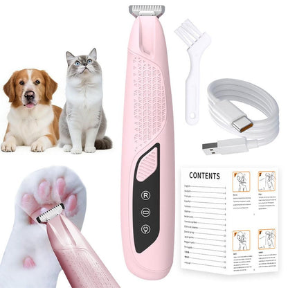 Pet Hair Trimmer Electric Clipper Rechargeable with LED Light for Pets Blue V1263-JX-6801