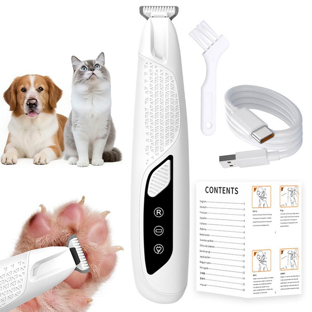Pet Hair Trimmer Electric Clipper Rechargeable with LED Light for Pets Blue V1263-JX-6801