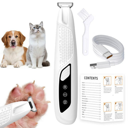 Pet Hair Trimmer Electric Clipper Rechargeable with LED Light for Pets Blue V1263-JX-6801